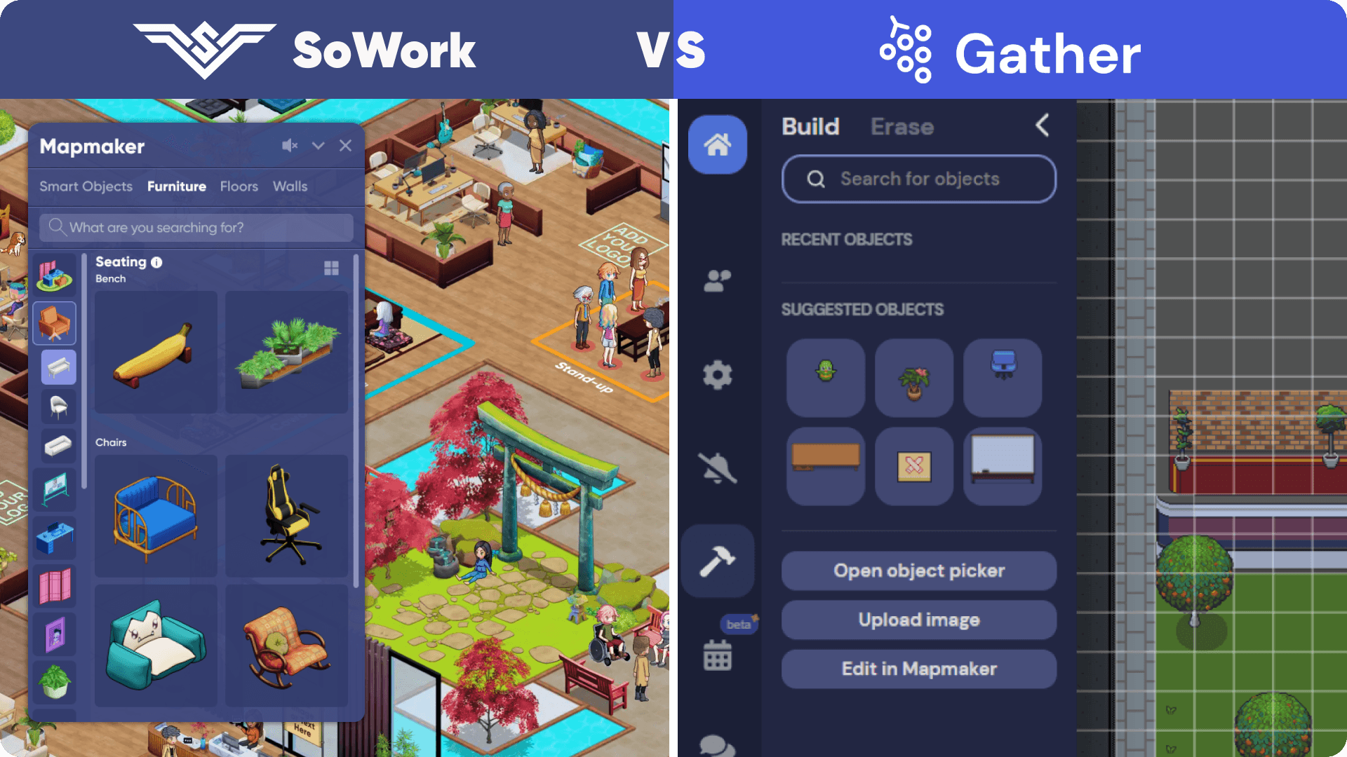 SoWork's mapmaker vs Gather Town's mapmaker